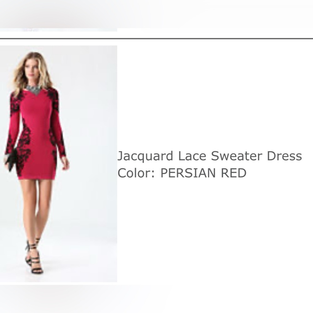 BEBE Persian red Jacquard Lace Sweater Dress